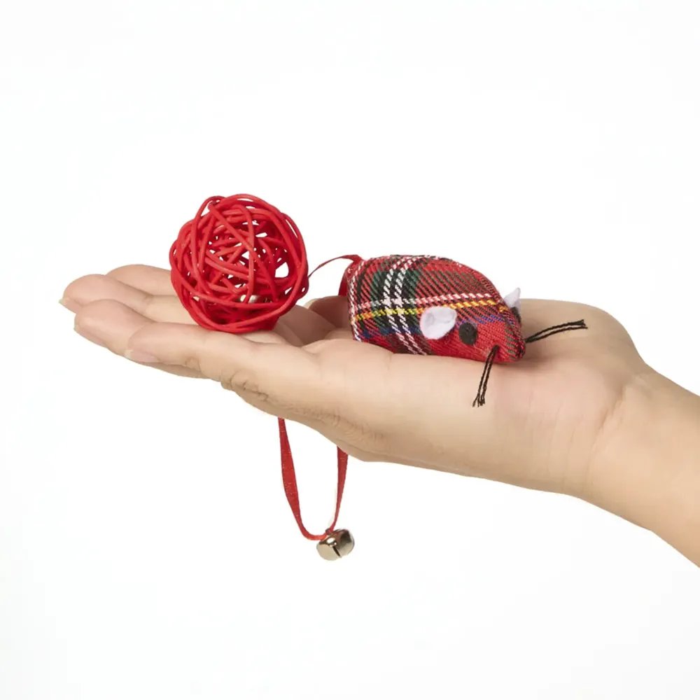 Brinquedo Ratinho e Bola com Guizo Savana Pet Vermelho — foto 3