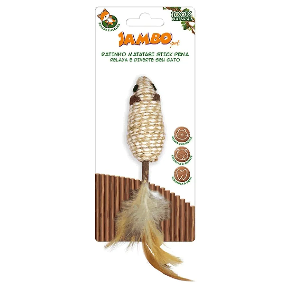 Brinquedo Ratinho Matatabi Stick Jambo Com Pena — foto 4