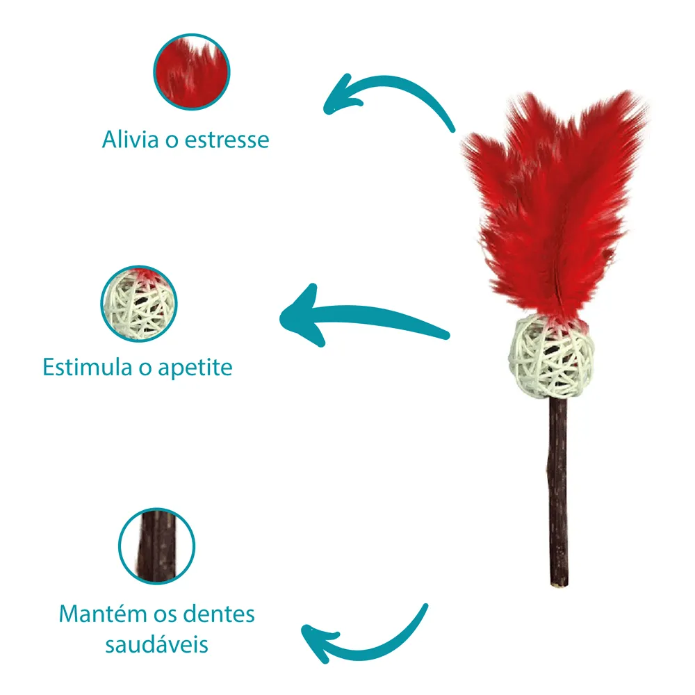 Brinquedo Stick Matatabi Com Bola e Pena Jambo Vermelho — foto 2
