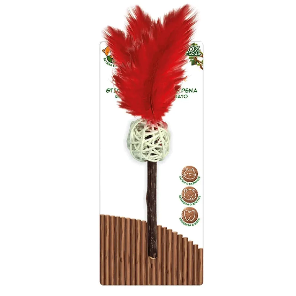 Brinquedo Stick Matatabi Com Bola e Pena Jambo Vermelho — foto 4