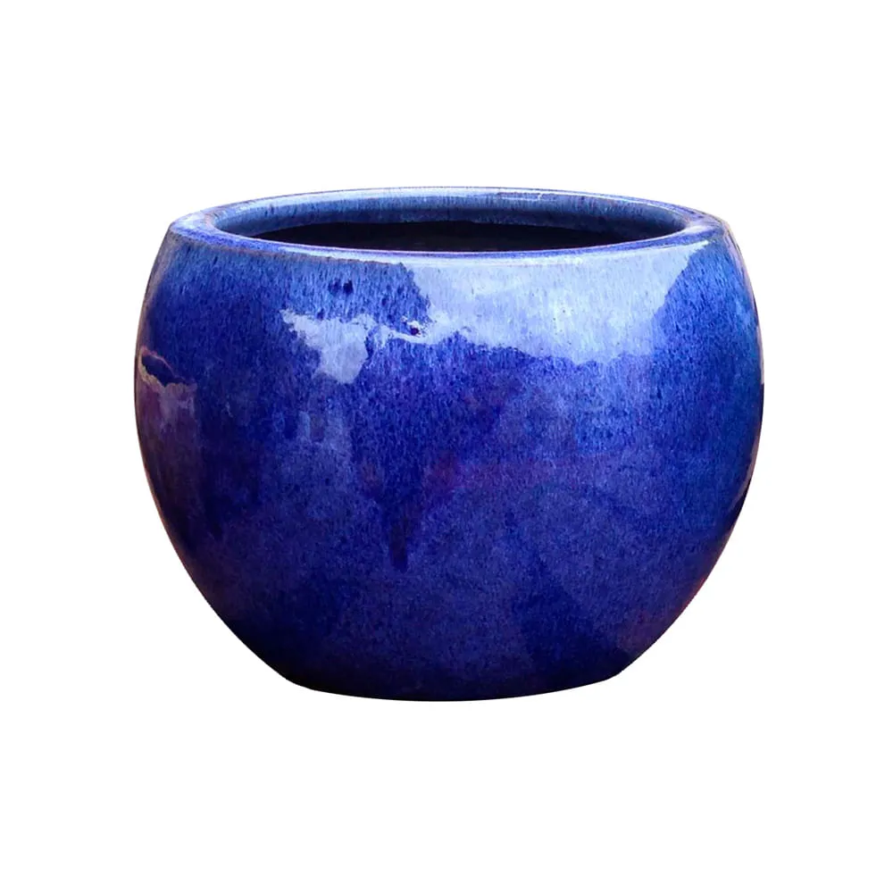 Cachepô Coco Esmaltado Azul Vasos Tupã
