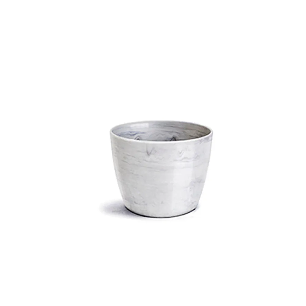 Cachepô Redondo Elegante Branco Carrara Nutriplan — foto 2