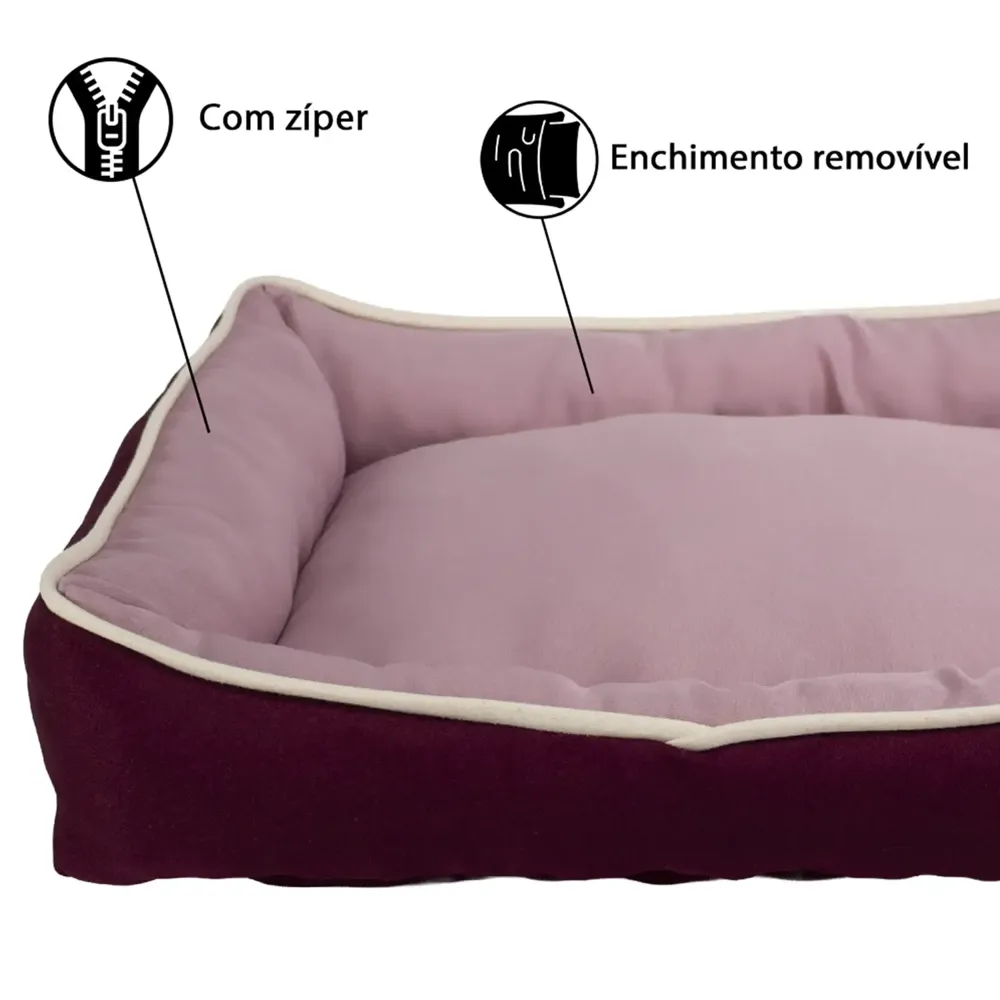 Cama Bicolor Fábrica Pet Rosa e Vinho — foto 3