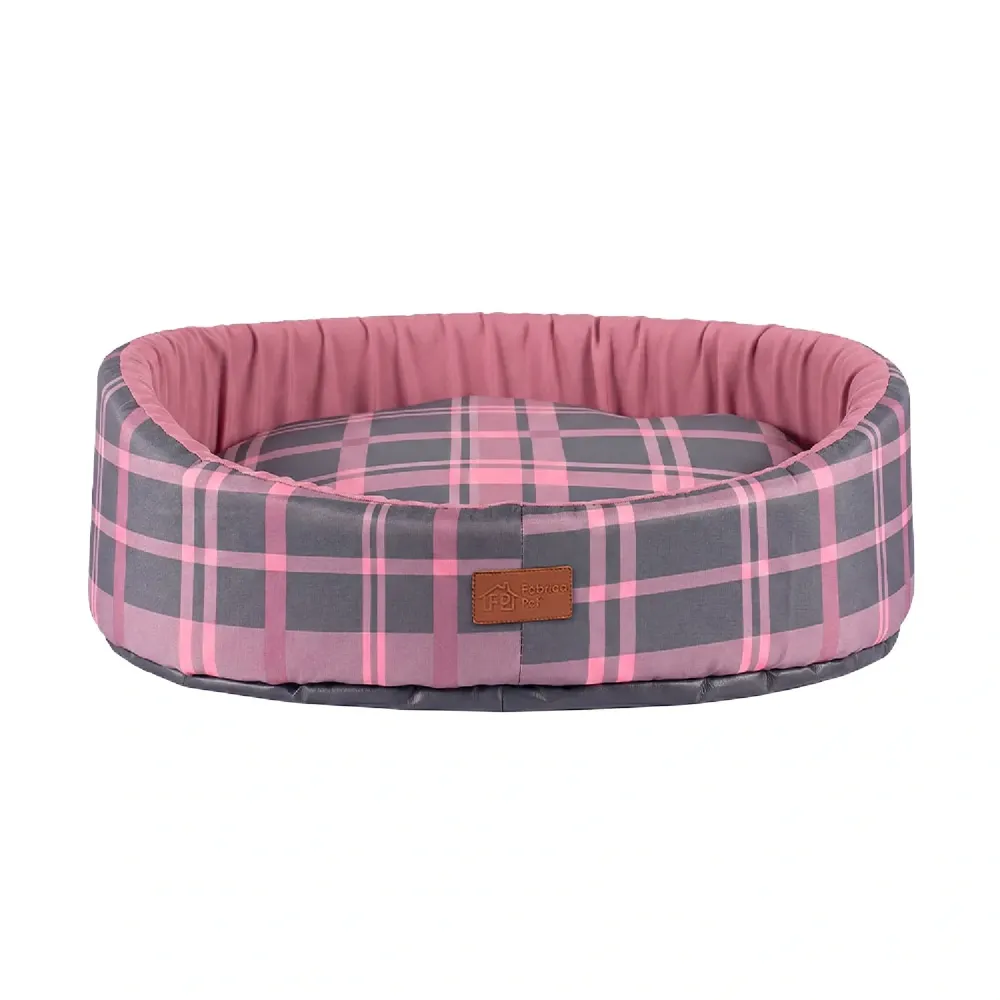 Cama Oval Buddy Xadrez Rosa Fábrica Pet