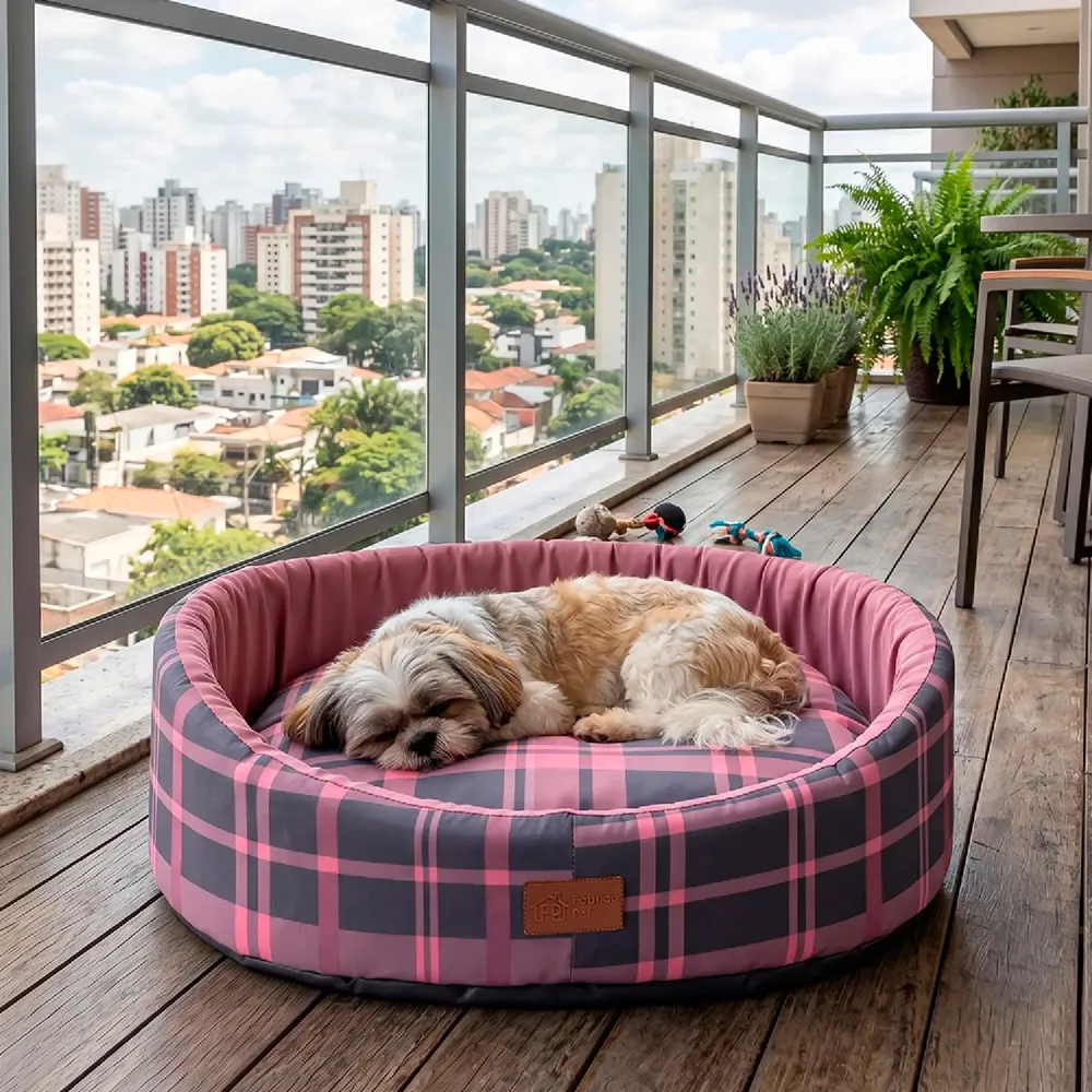 Cama Oval Buddy Xadrez Rosa Fábrica Pet — foto 6