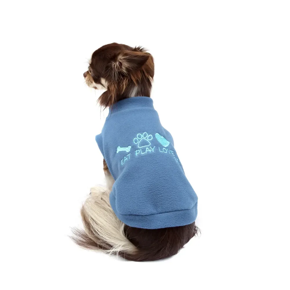 Camiseta Eat Play Love Azul Bichinho Chic — foto 3