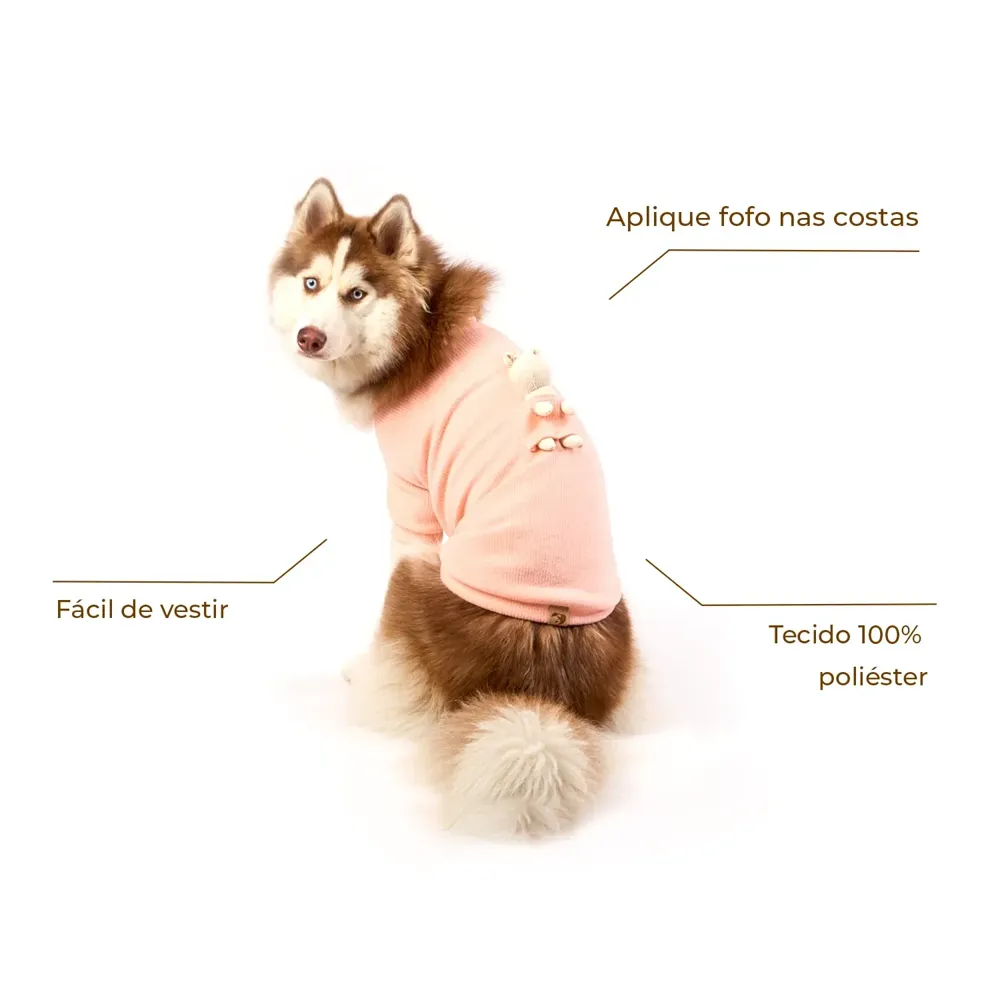Casaco Bean para Cães e Gatos Emporium Distripet Rosa — foto 2