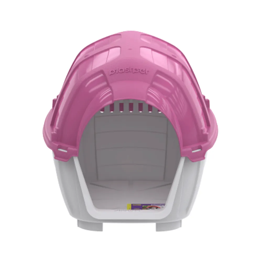 Casinha Stone House Plast Pet Cinza e Rosa — foto 2