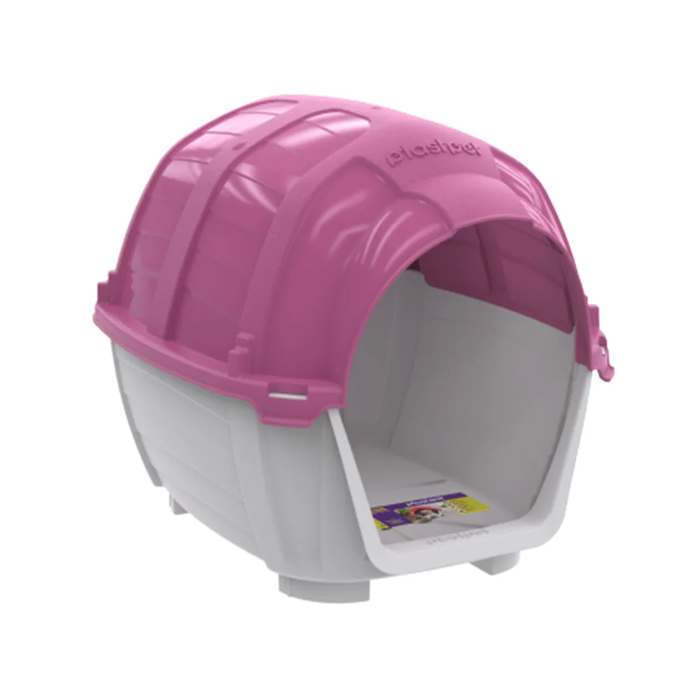 Casinha Stone House Plast Pet Cinza e Rosa — foto 3