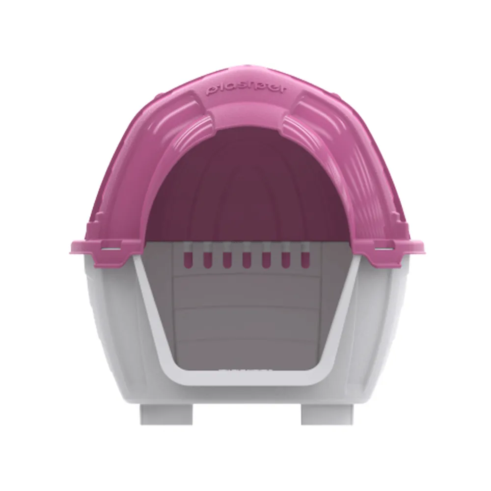 Casinha Stone House Plast Pet Cinza e Rosa — foto 4