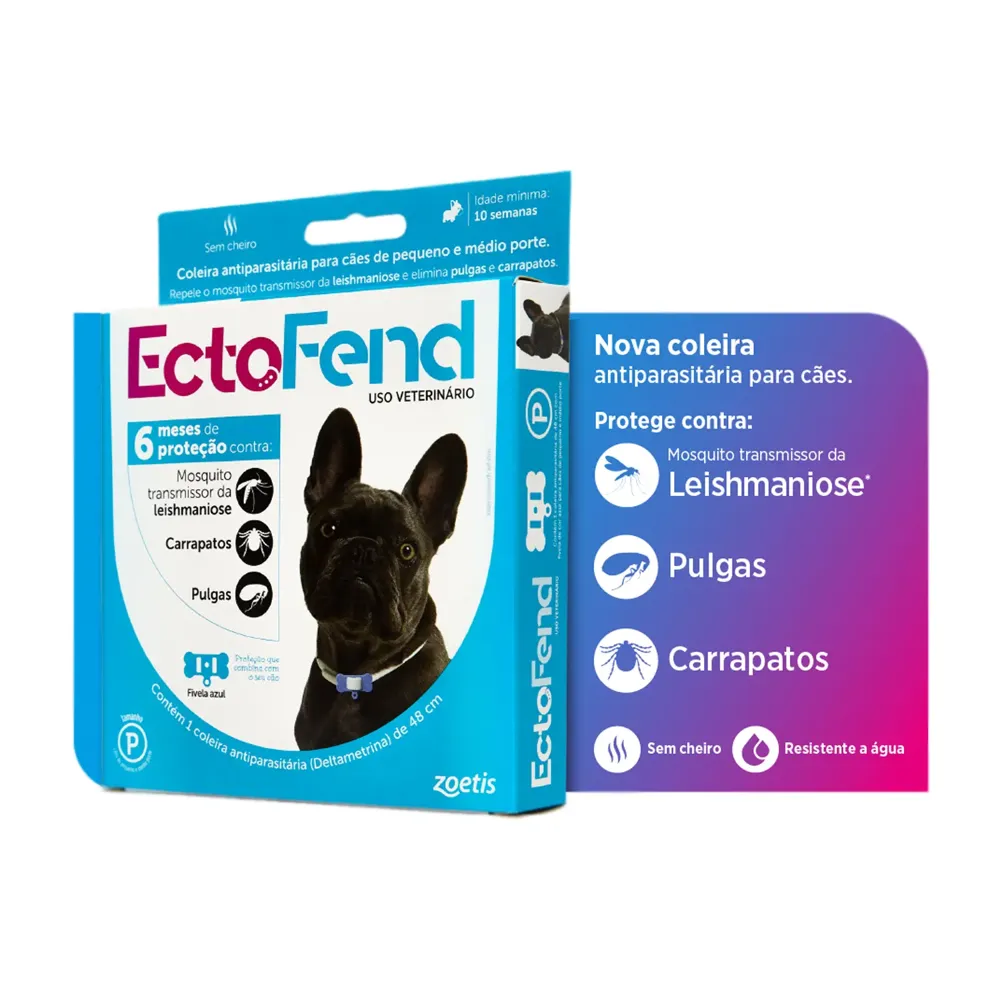 Coleira Antipulgas e Carrapatos Ectofend Azul para Cães Pequenos e Médios — foto 2
