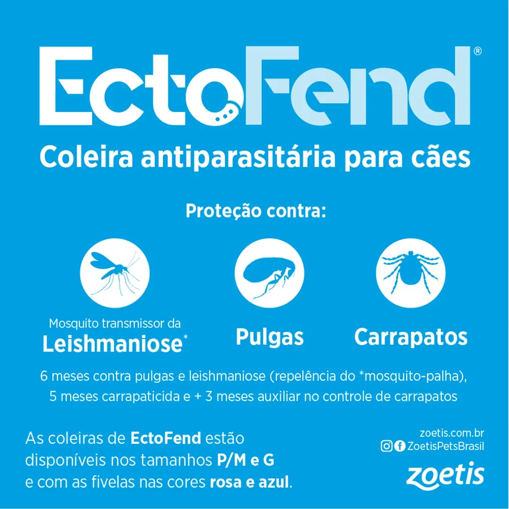 Coleira Antipulgas e Carrapatos Ectofend Azul para Cães Pequenos e Médios — foto 5