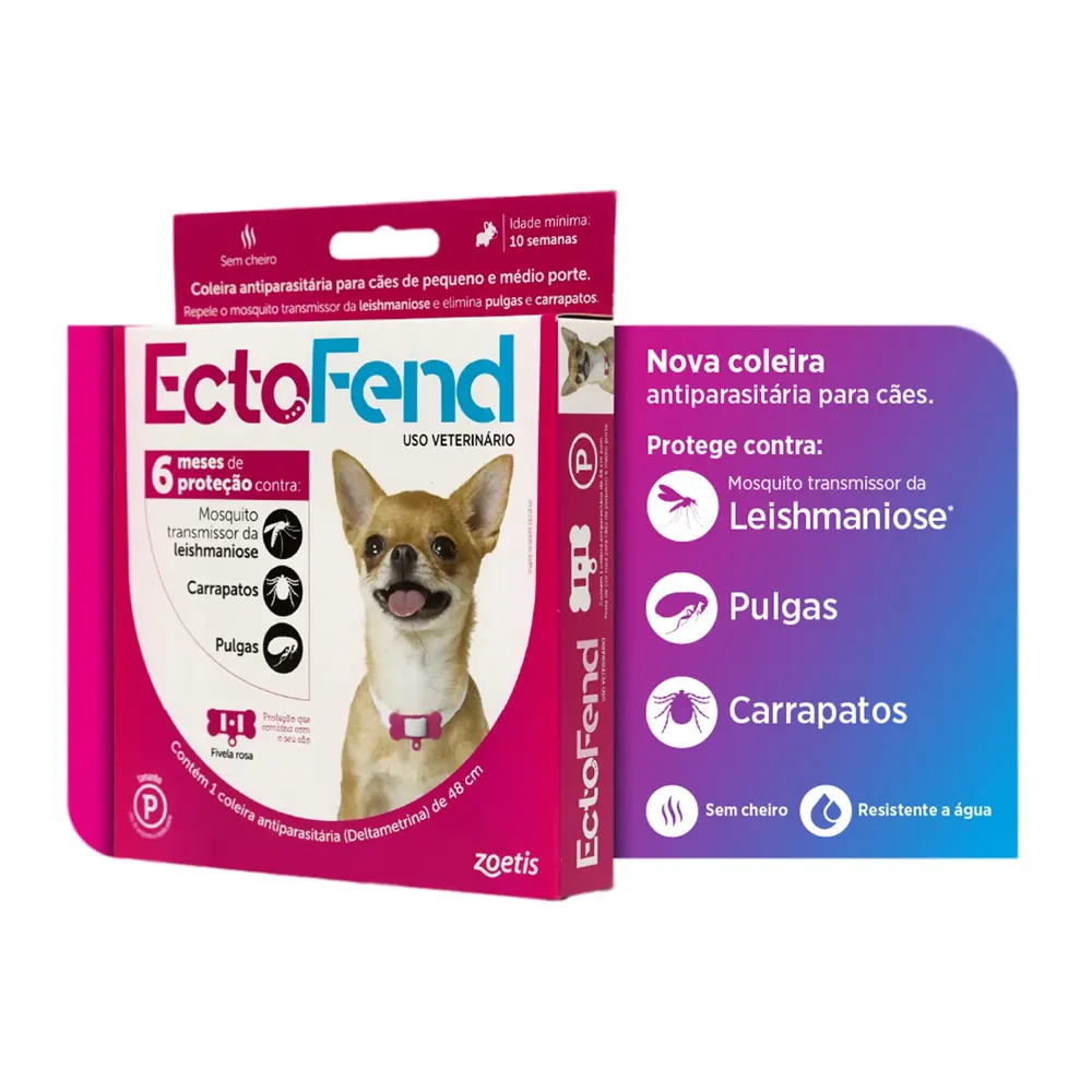 Coleira Antipulgas e Carrapatos Ectofend Rosa para Cães Pequenos e Médios — foto 2