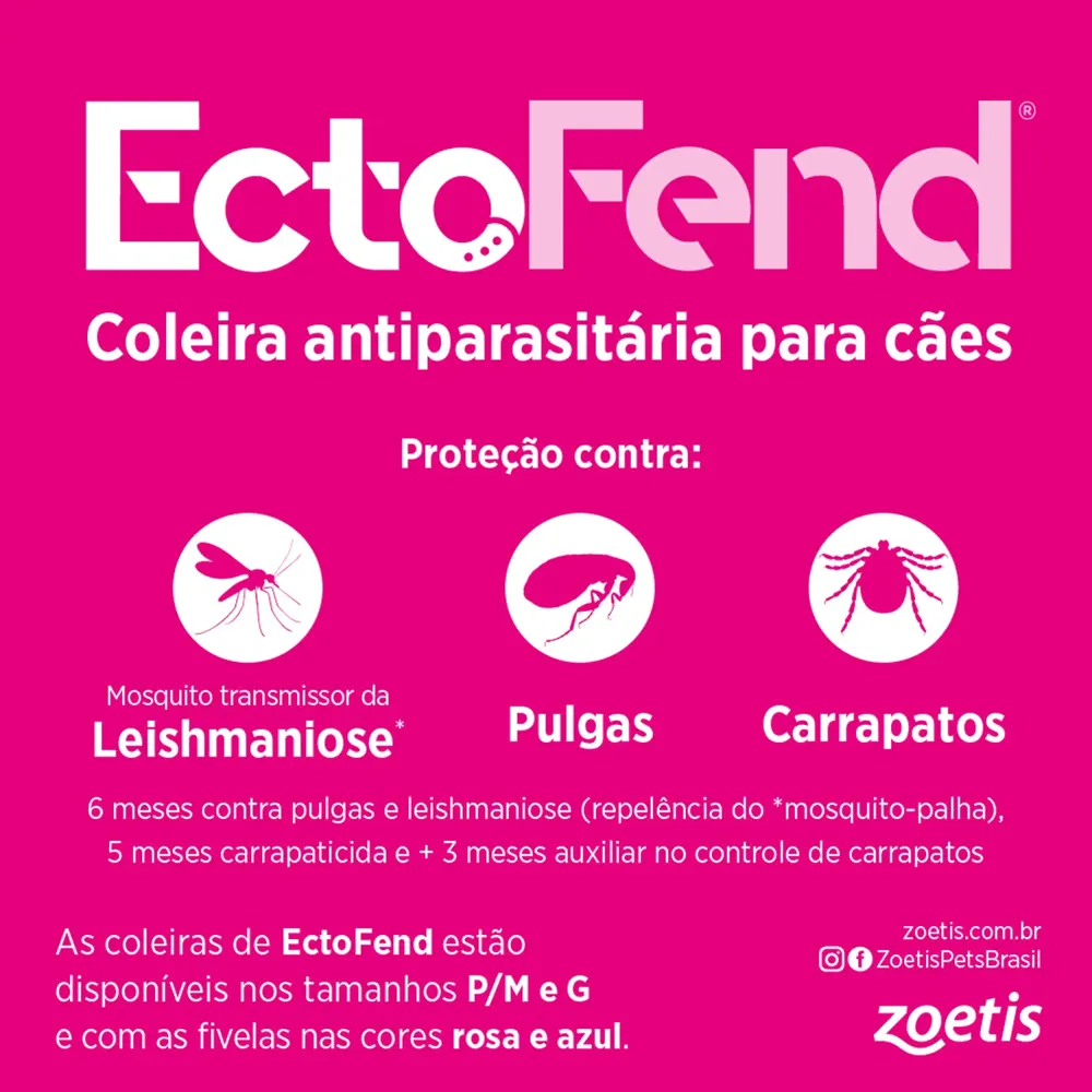 Coleira Antipulgas e Carrapatos Ectofend Rosa para Cães Pequenos e Médios — foto 5