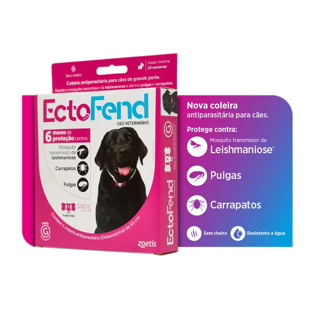 Coleira Antipulgas e Carrapatos Ectofend Rosa para Cães Raças Grandes — foto 2