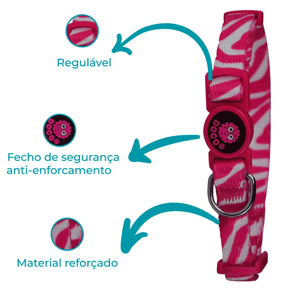 Coleira para Gatos Doco Zebra Rosa — foto 2