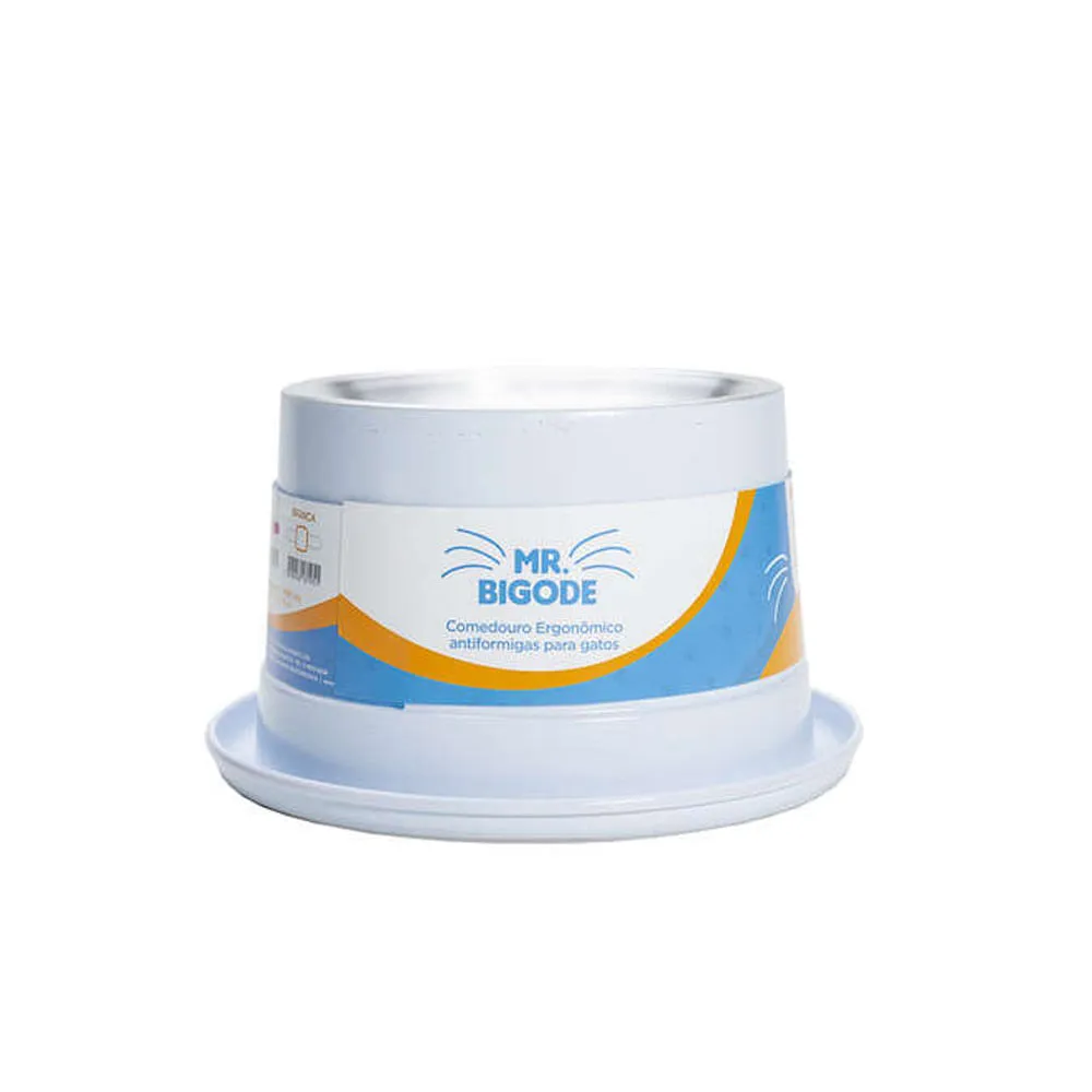 Comedouro Antiformiga para Gatos Mr. Bigode NF Pet Branco