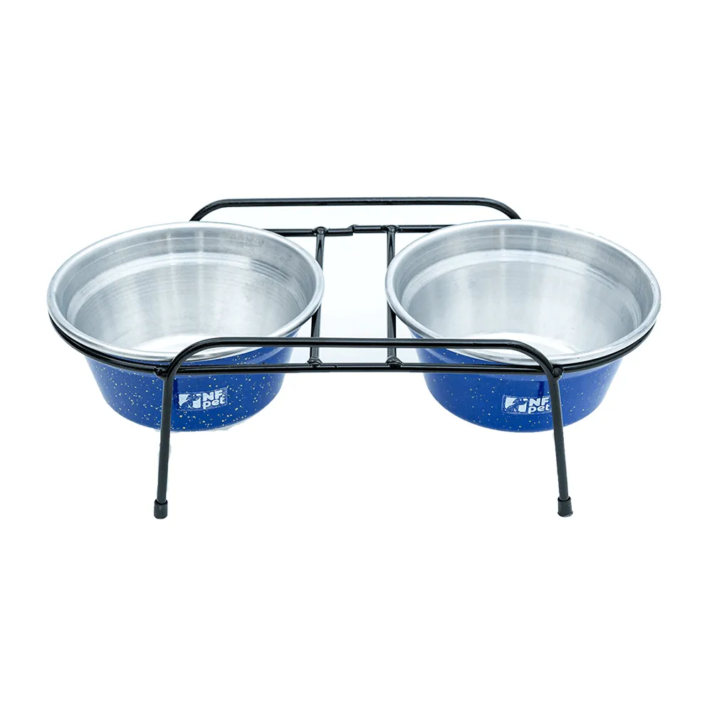 Comedouro Aramado Duplo NF Pet Azul