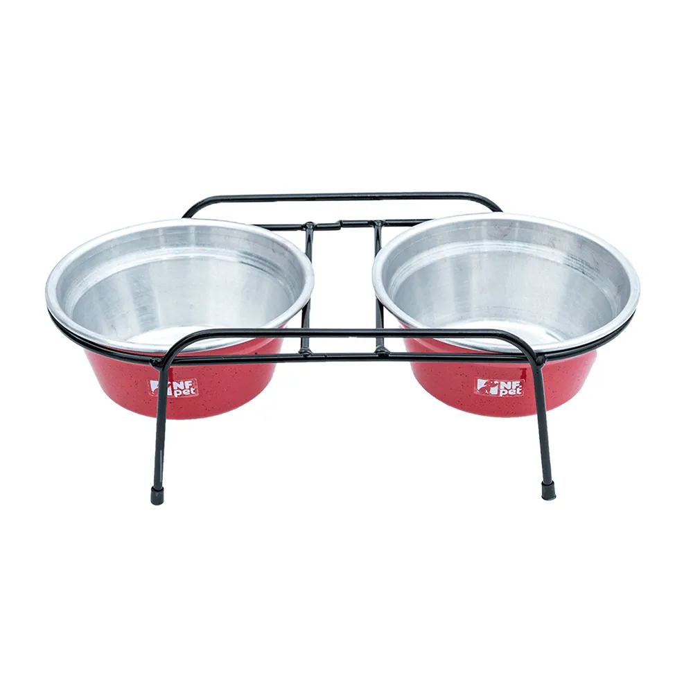 Comedouro Aramado Duplo NF Pet Vermelho