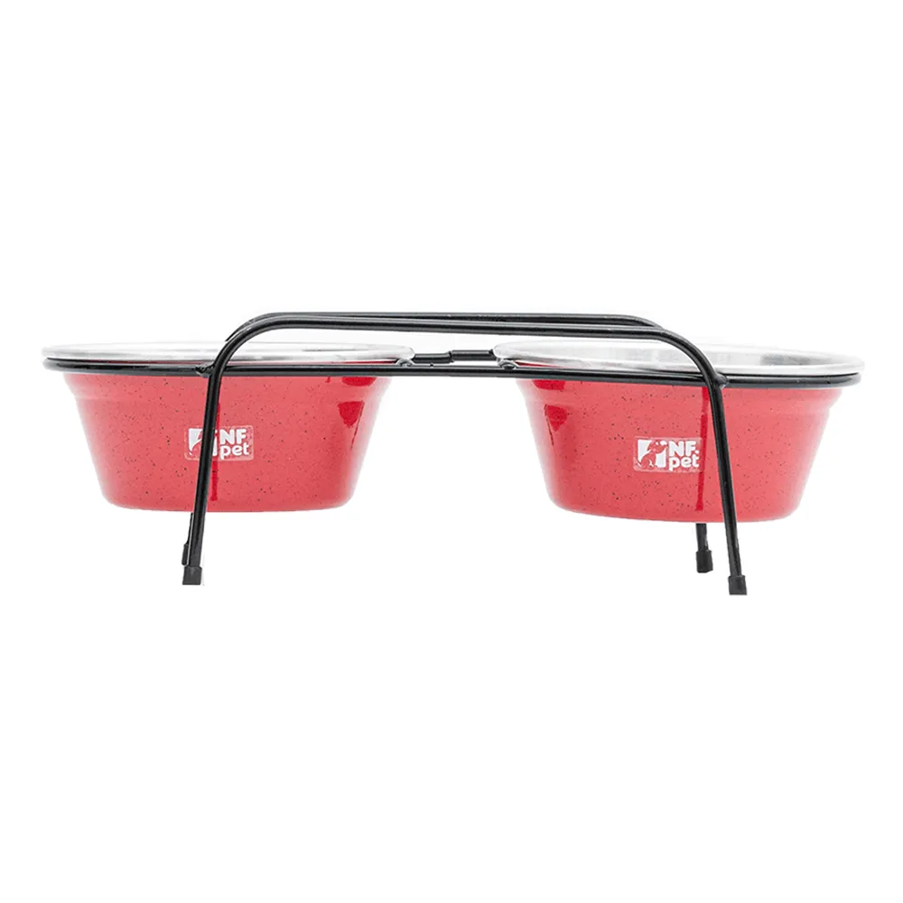 Comedouro Aramado Duplo NF Pet Vermelho — foto 2