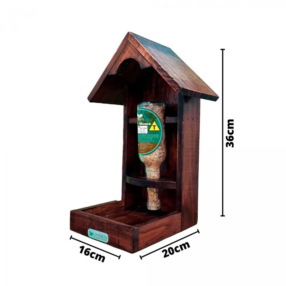Comedouro Automático Livre Birds Wood House Betume — foto 2