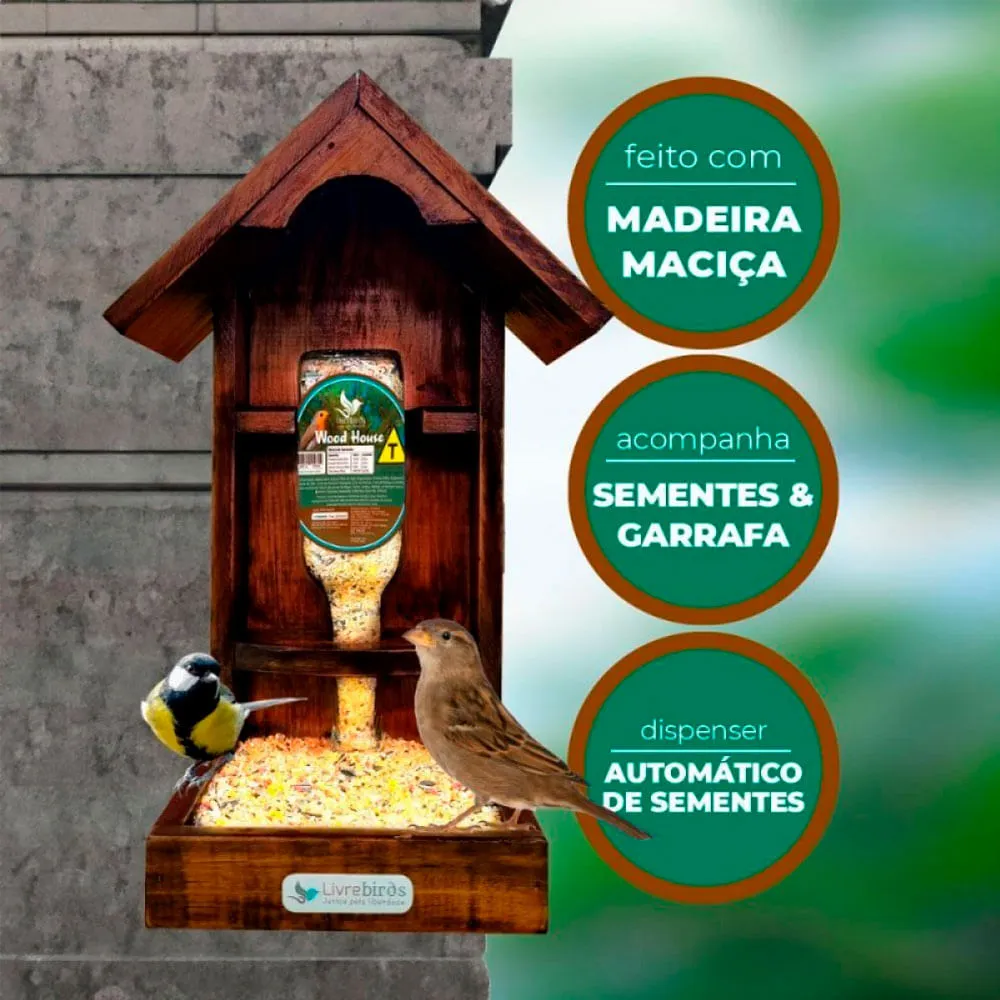 Comedouro Automático Livre Birds Wood House Betume — foto 4