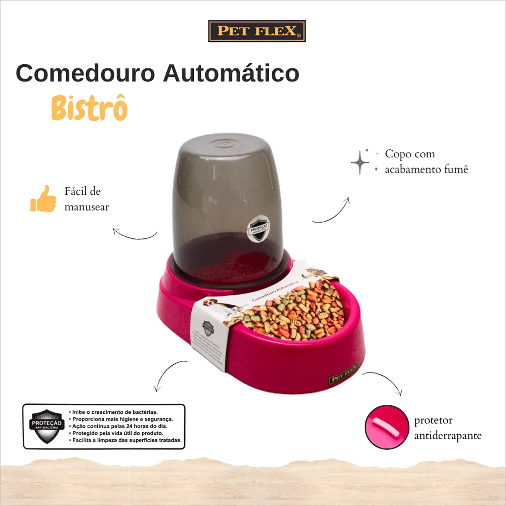 Comedouro Automático Pet Flex Rosa — foto 3