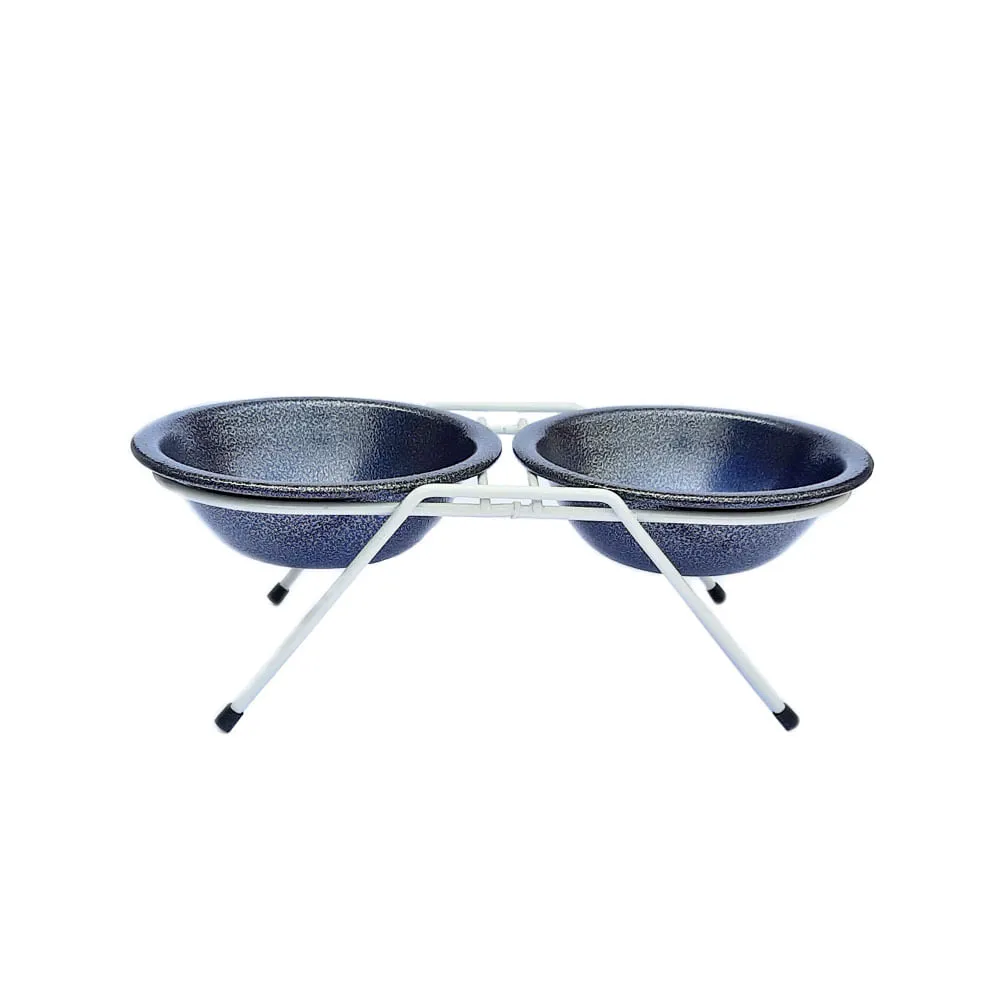 Comedouro Duplo com Suporte Royale Azul