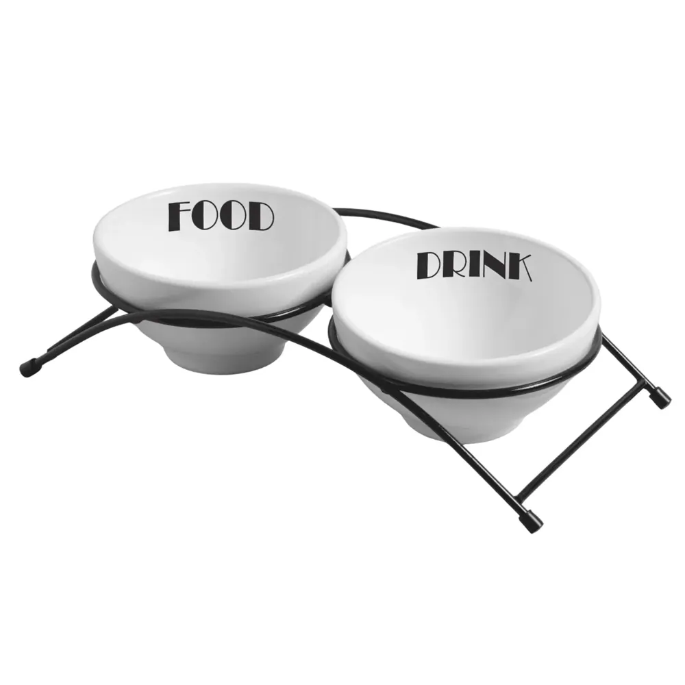 Comedouro Elevado Duplo Porcelana Branco — foto 3