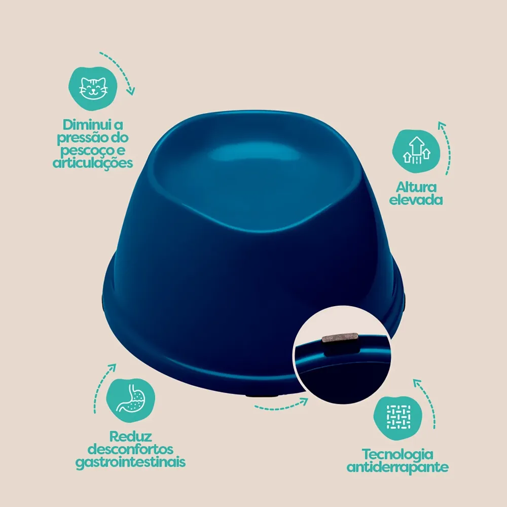 Comedouro Ergonômico para Gatos Stark Pet Azul — foto 4