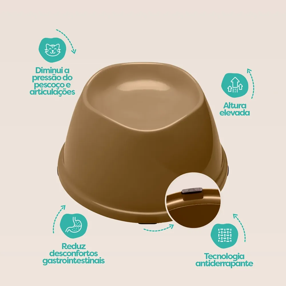 Comedouro Ergonômico para Gatos Stark Pet Bege — foto 4