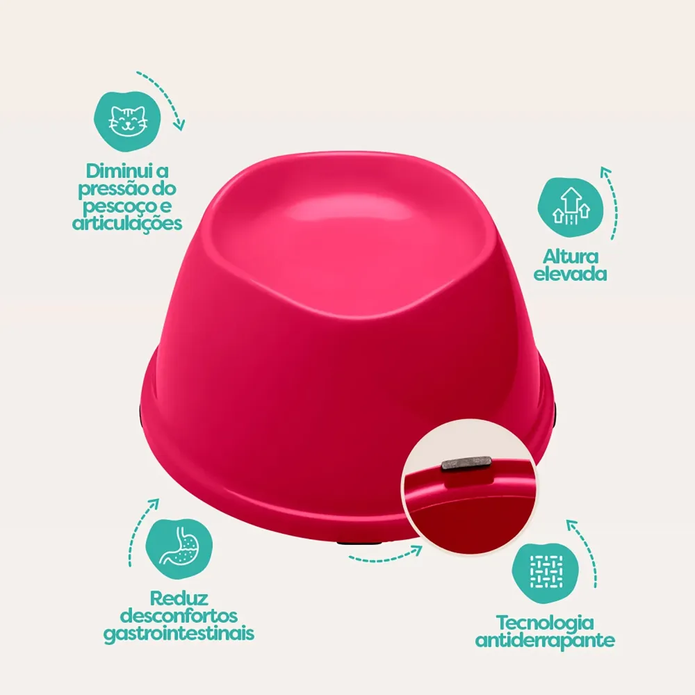 Comedouro Ergonômico para Gatos Stark Pet Magenta — foto 4