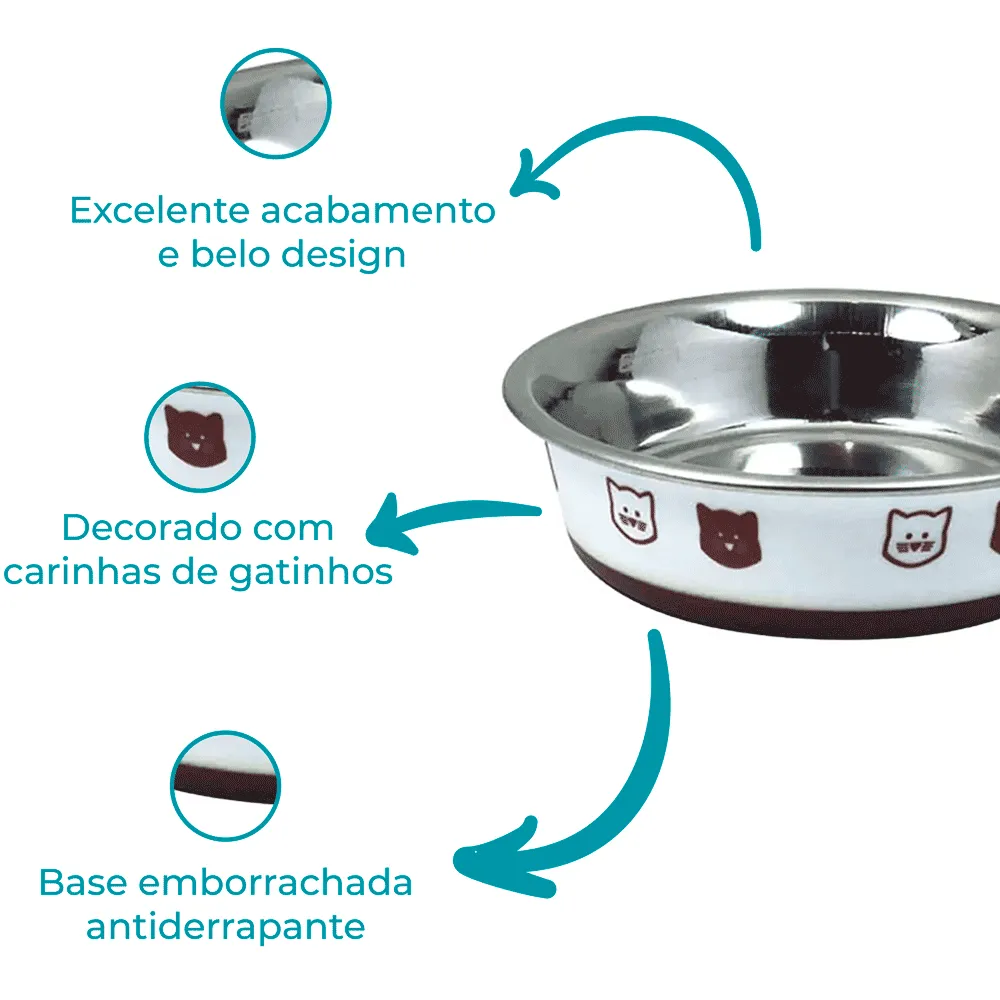 Comedouro Gatos Inox Fusion Branco Jambo — foto 2