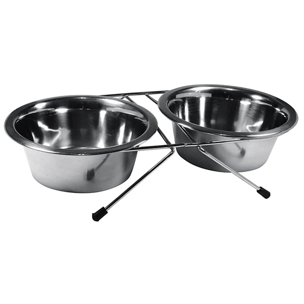 Comedouro Inox Duplo Suporte Baixo Jambo — foto 2