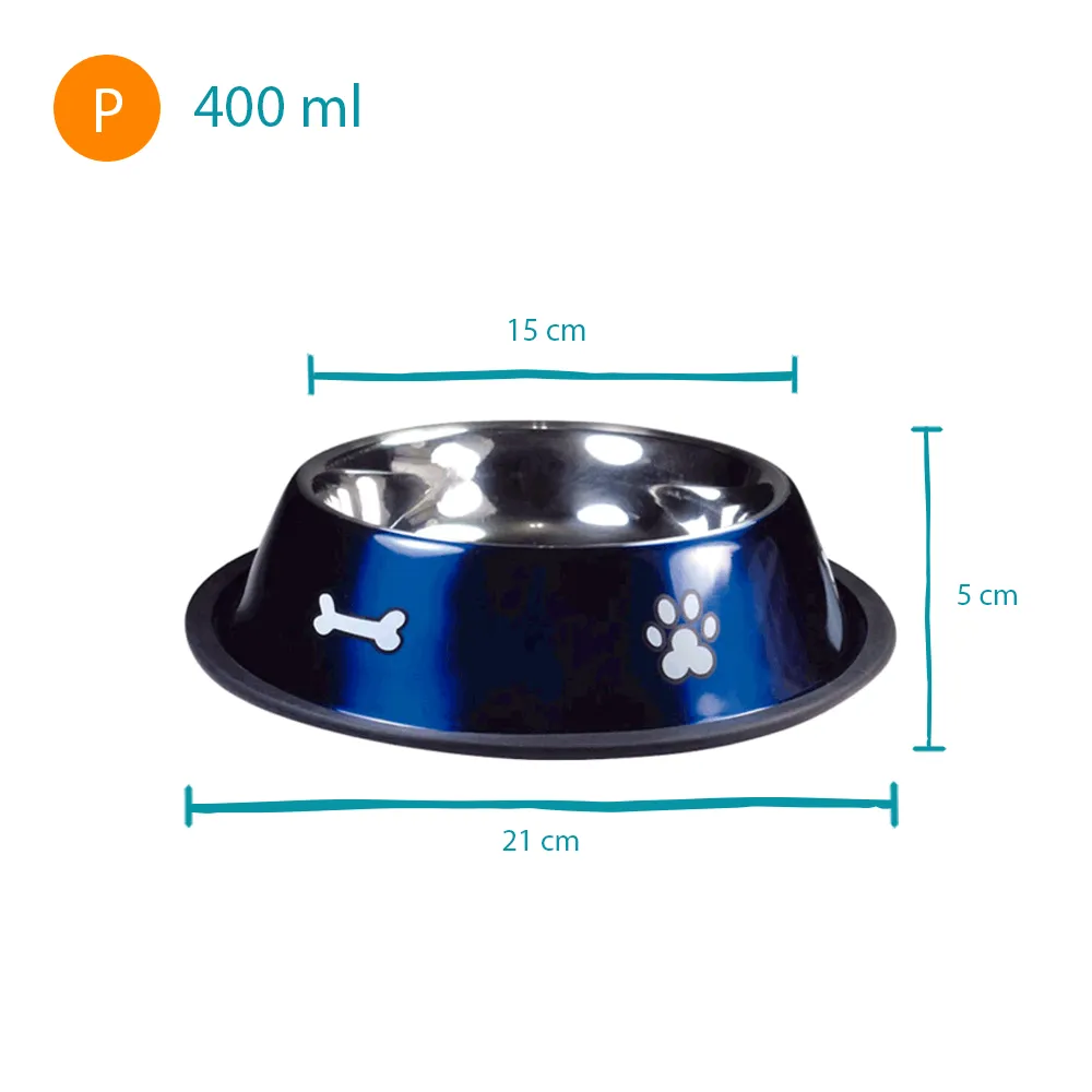 Comedouro Inox Rubber Print Azul Jambo — foto 3
