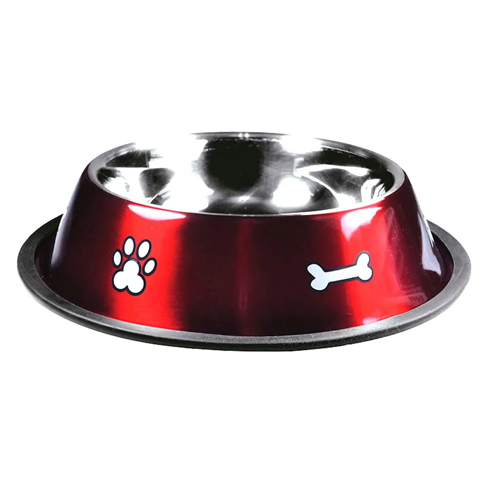 Comedouro Inox Rubber Print Vermelho Jambo — foto 4