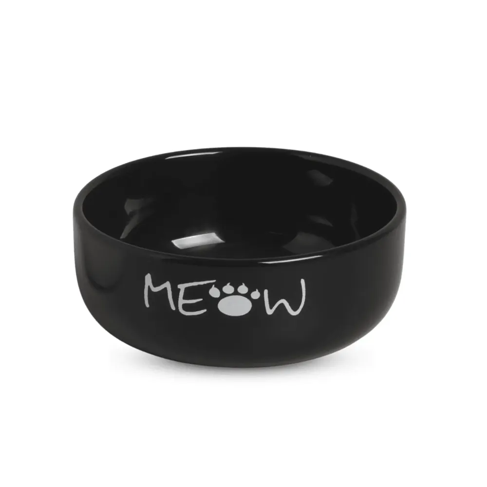 Comedouro Porcelana Meow Médio Preto