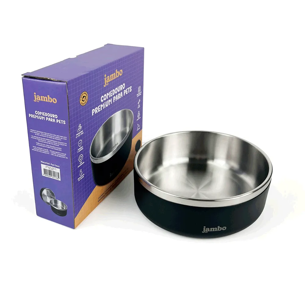 Comedouro Premium Aço Inox Preto Jambo — foto 4