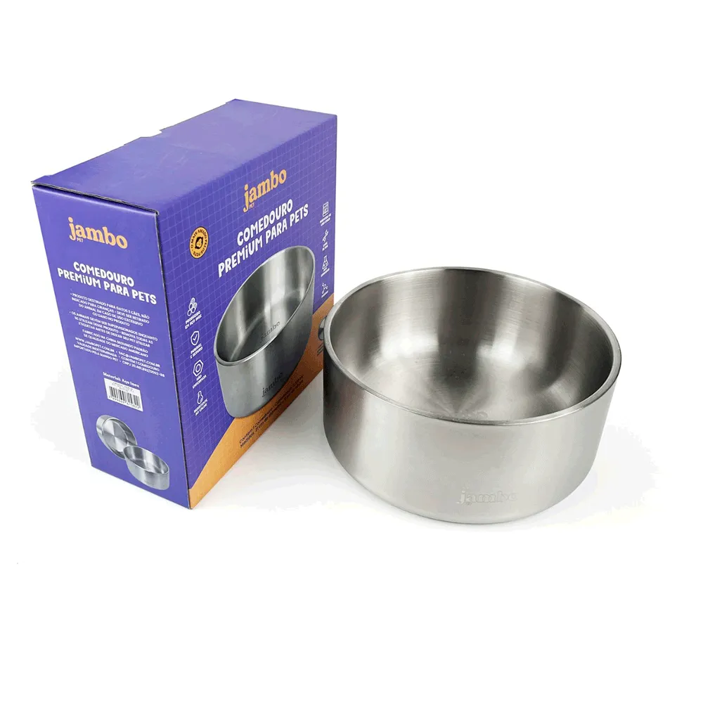 Comedouro Premium Aço Inox Silver Jambo — foto 2