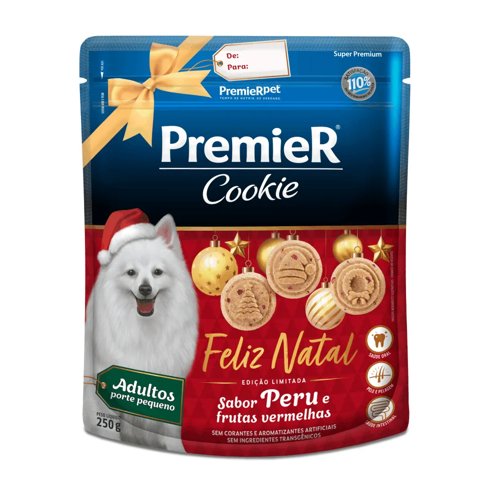 Cookie Premier Natal Cães Adultos Porte Pequeno Peru e Frutas Vermelhas