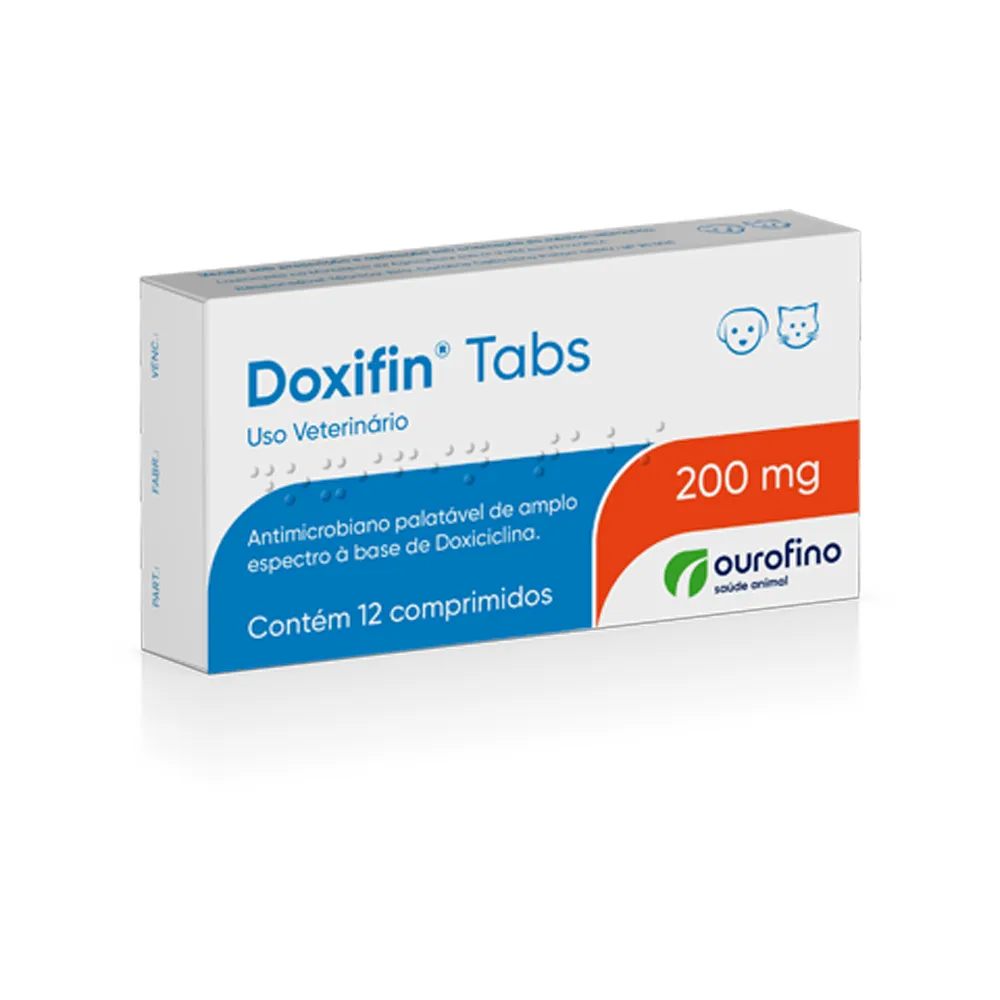 Doxifin 200mg Antimicrobiano para Cães e Gatos – 12 Comprimidos