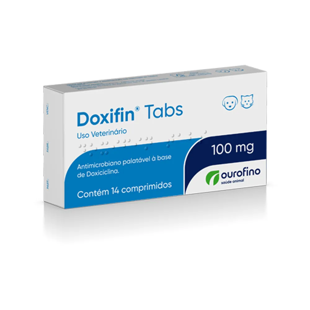 Doxifin Tabs 100mg Antibiótico para Cães e Gatos – 14 Comprimidos