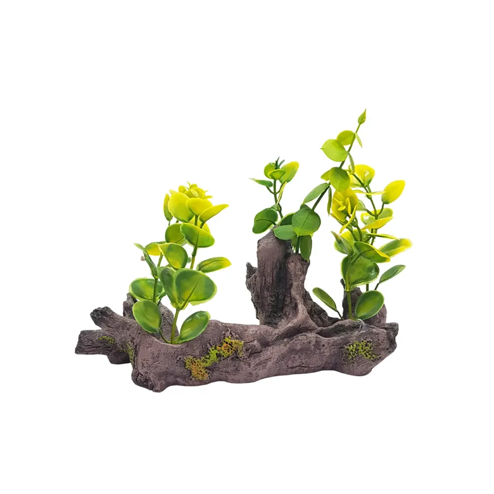 Enfeite para Aquário Tronco com Plantas Aquária — foto 2