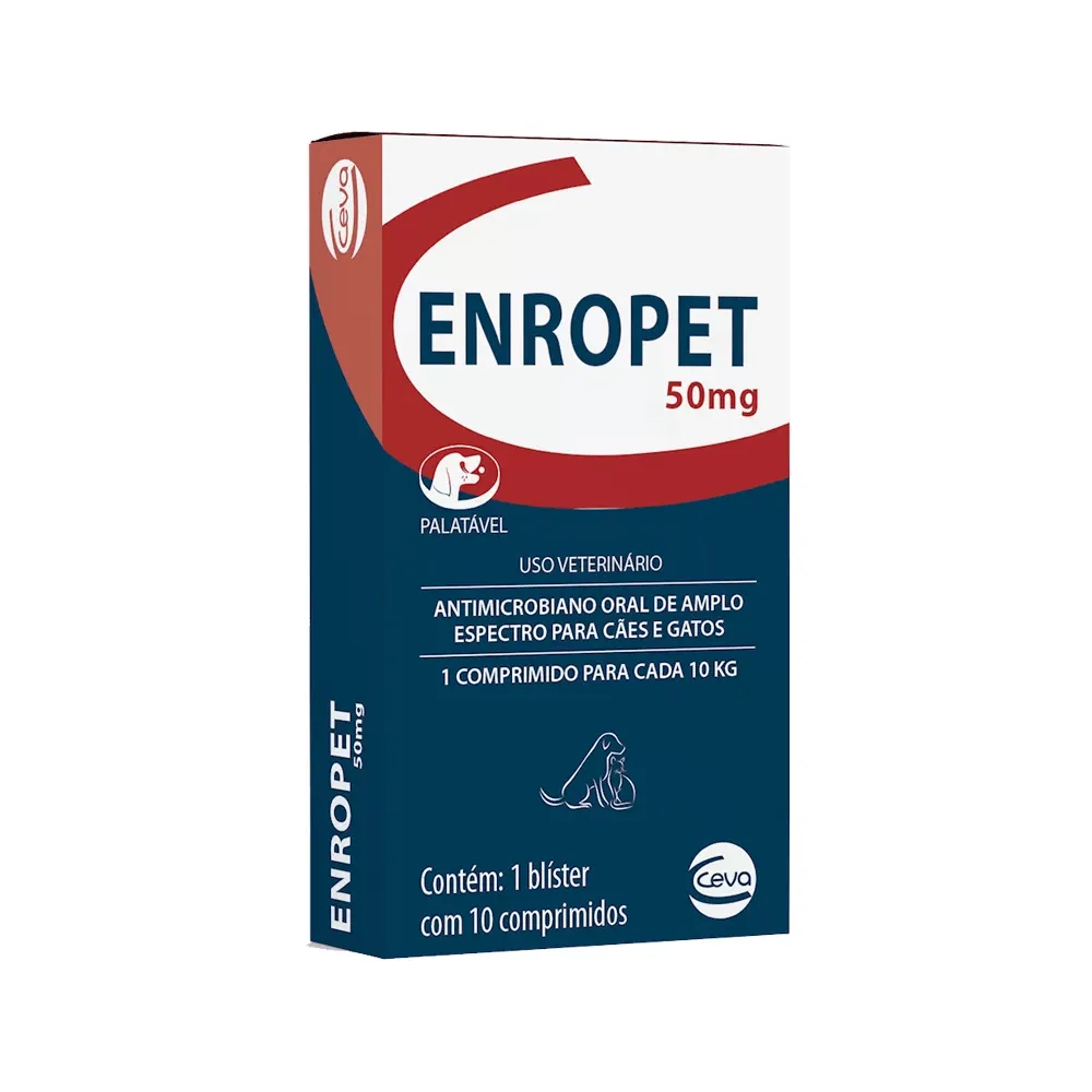Antibiótico Enropet 50mg para Cães e Gatos Ceva