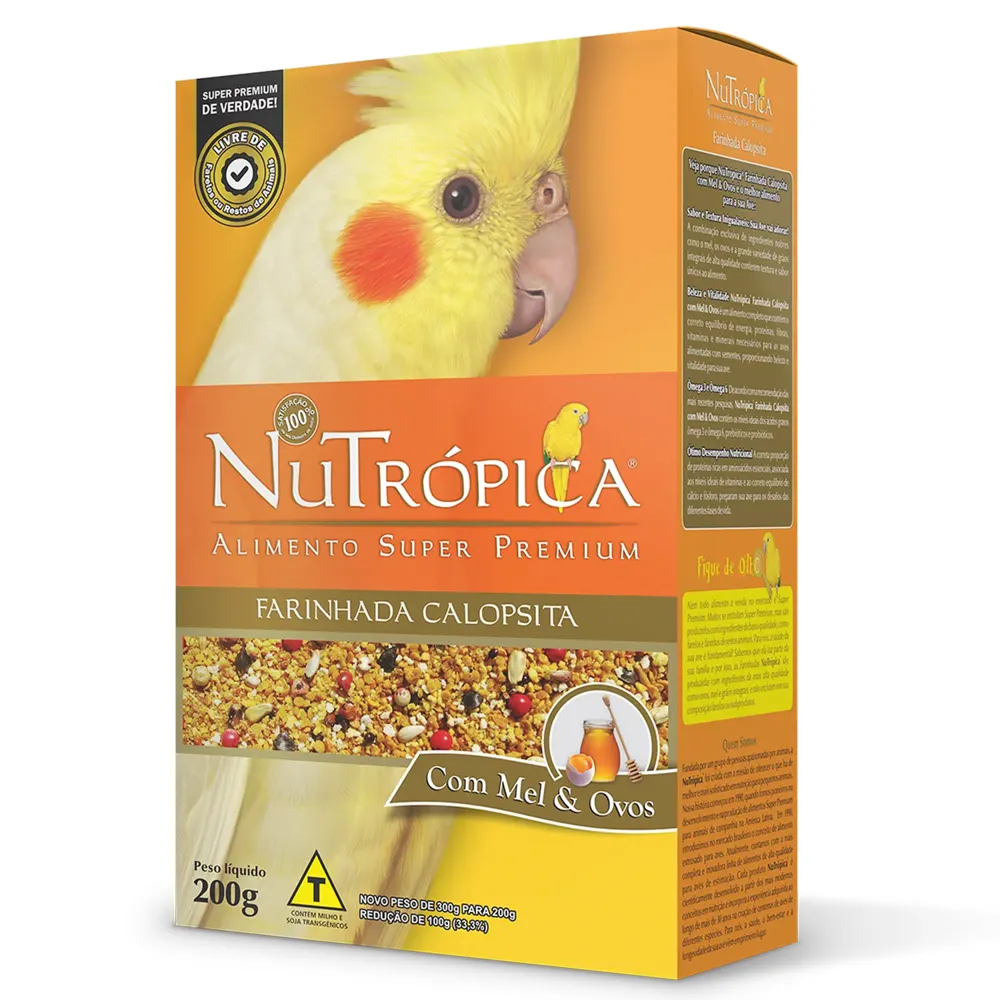 Farinhada Nutrópica para Calopsita à Base de Mel e Ovos