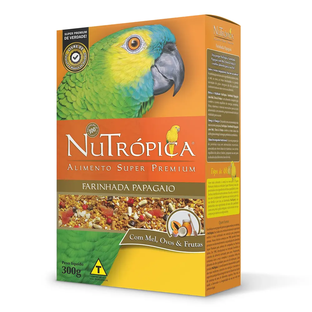 Farinhada Nutrópica para Papagaio a Base de Mel, Ovos e Frutas