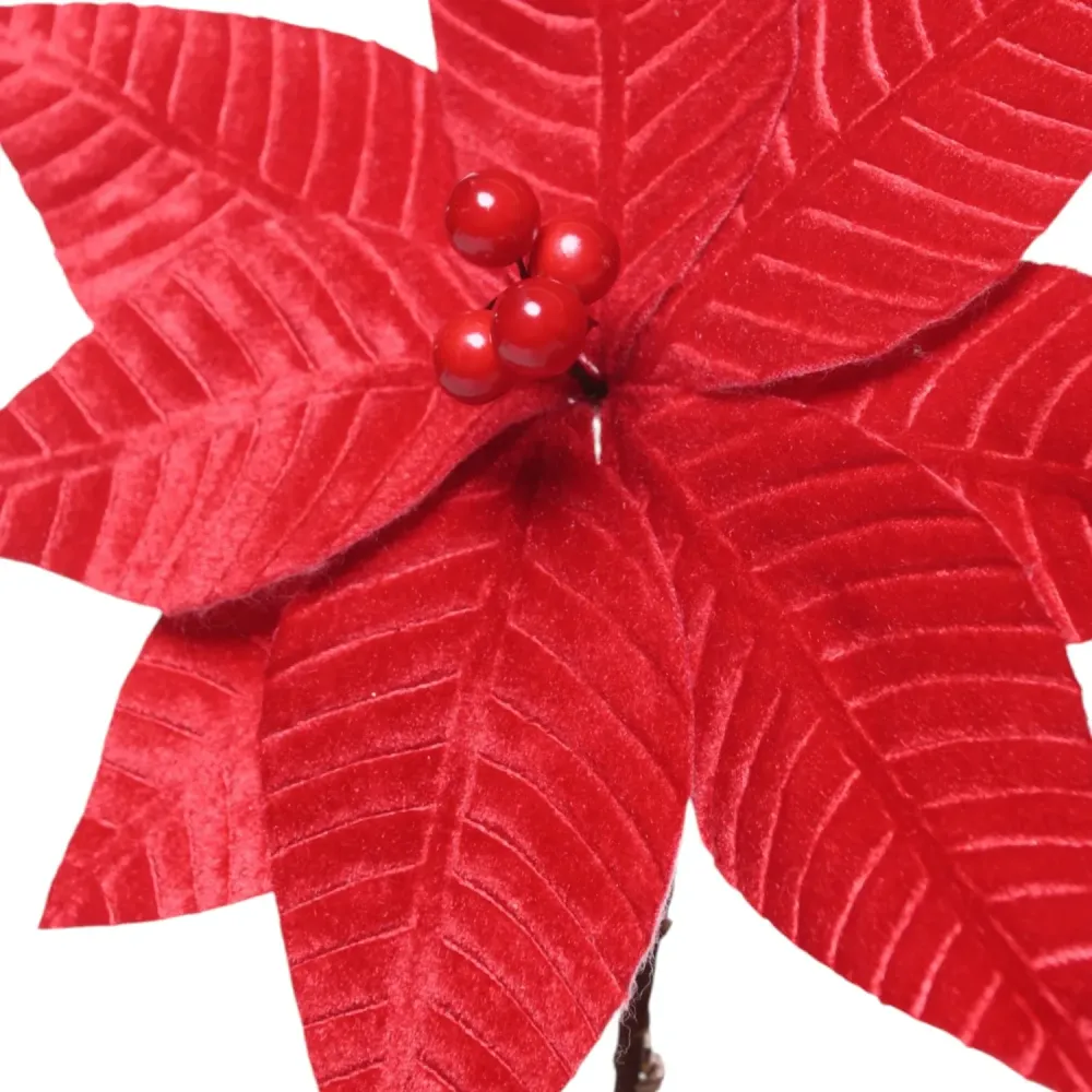 Flor Poinsetia Decorativa Natal 25cm Vermelha Cromus — foto 3