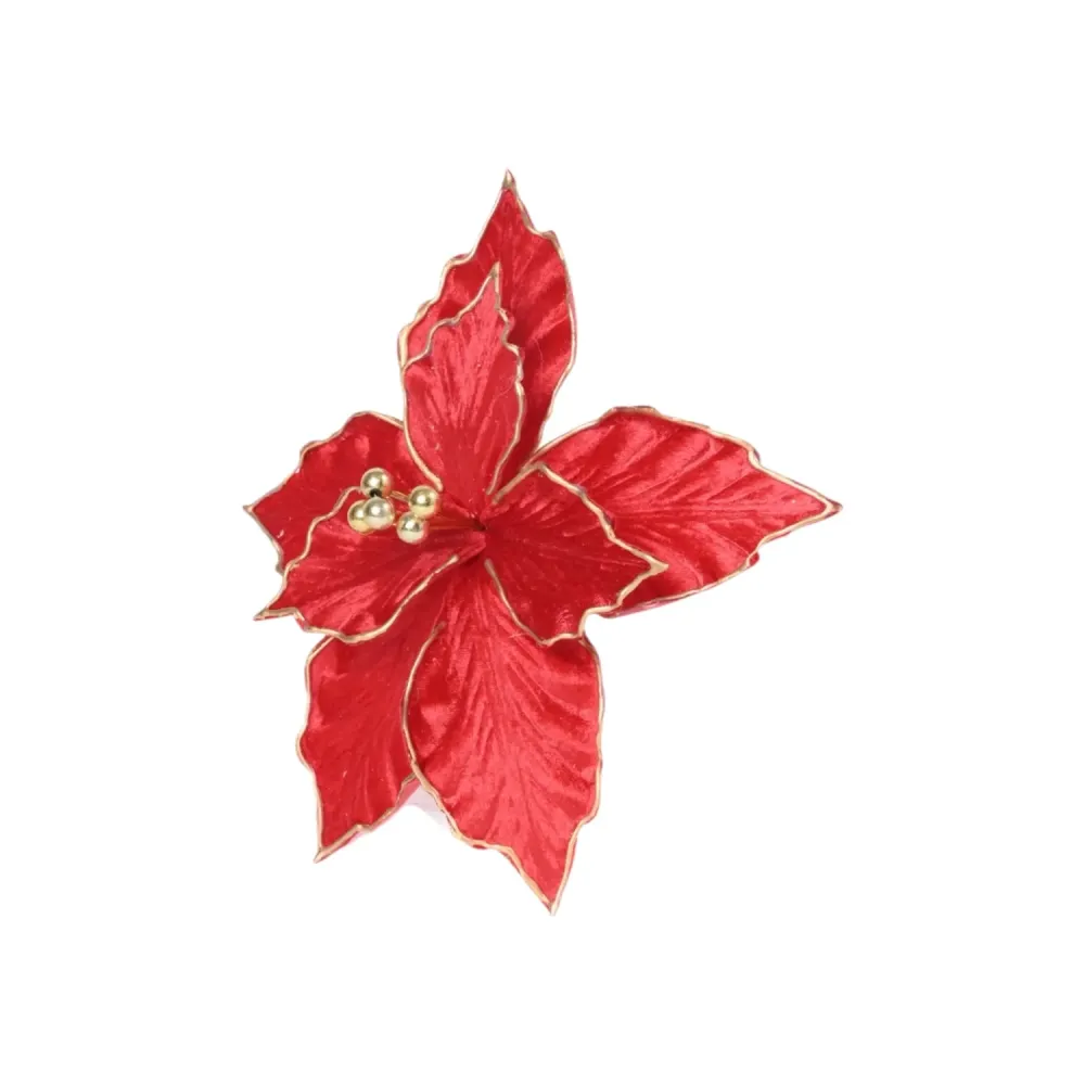 Flor Poinsetia Decorativa Natal 28cm Vermelha Cromus — foto 2