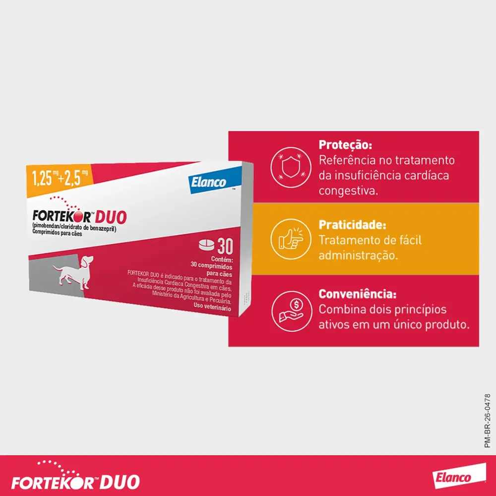 Fortekor Duo 1,25 mg + 2,5 mg para Insuficiência Cardíaca Congestiva em Cães — foto 3