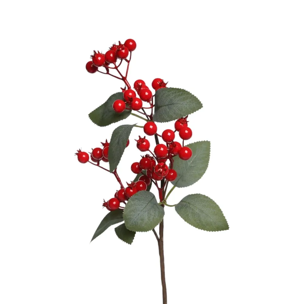 Galho Decorativo Berries 40cm Vermelho e Verde Cromus — foto 2